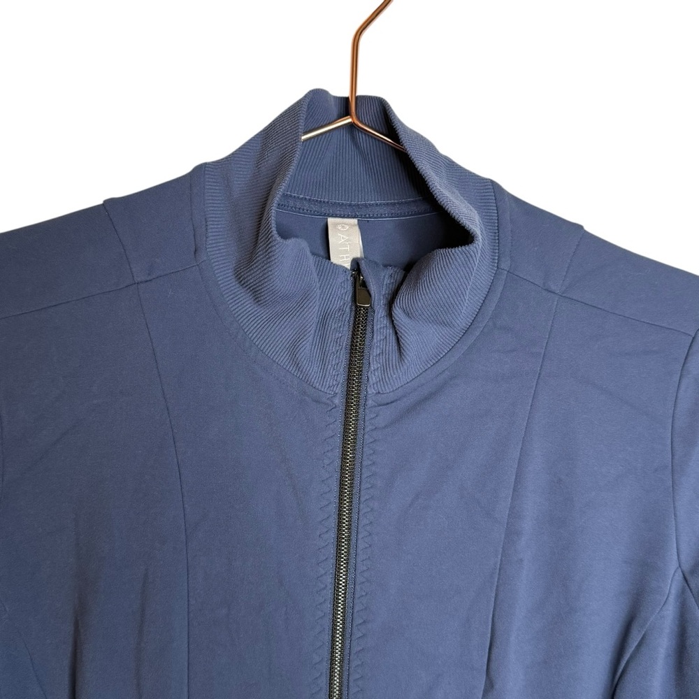 Athleta Shanti Salutation Jacket Zippered Iron Blue Powervita Workout Tall - Picture 3 of 10